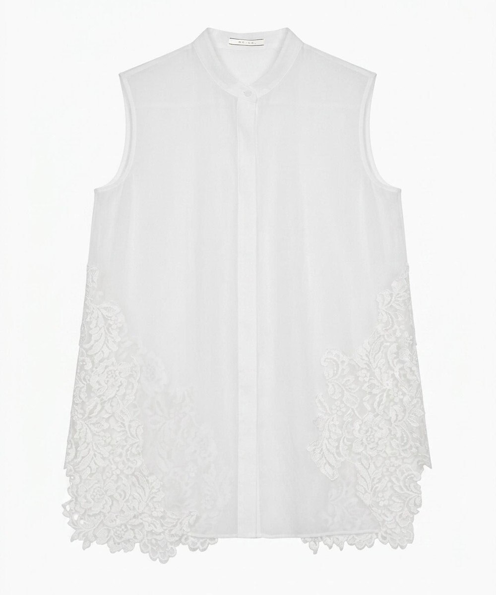 BEIGE， GALENA / レースコンビ シアーシャツ 