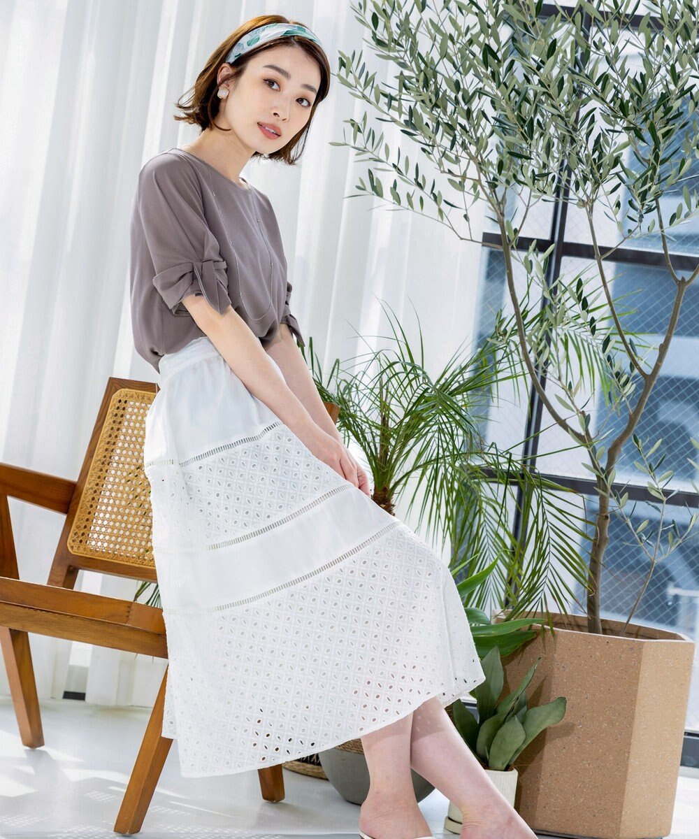 Tiaclasse L 【新色追加・洗える】幅広く活躍が期待できるレース切替スカート 