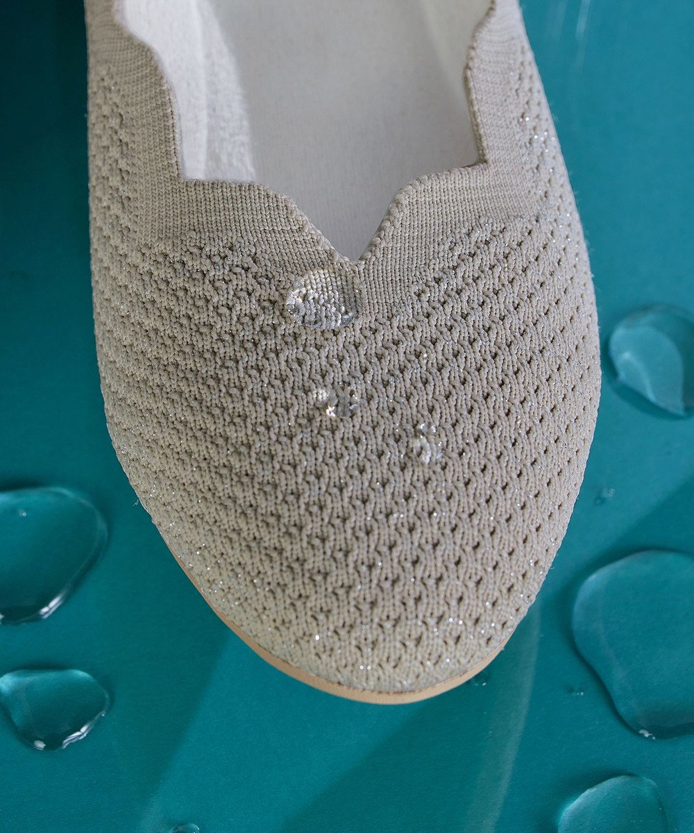 Tiaclasse 【洗える/撥水】スカラップニットフラットパンプス 