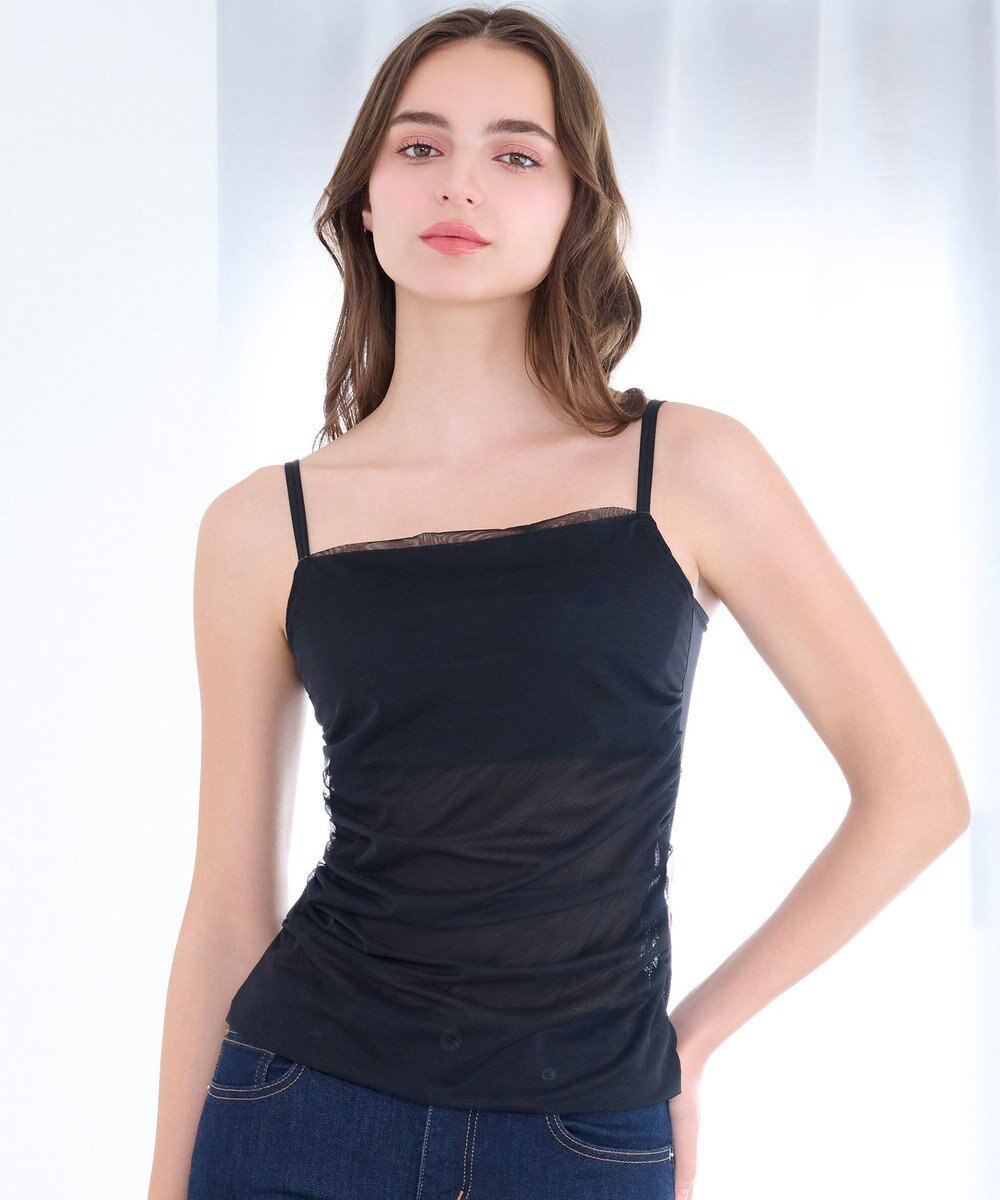 BRADELIS New York 【BRADELIS Me】チュールビスチェブラキャミ 通気性抜群のおしゃれな補整ブラキャミ カップ付き 