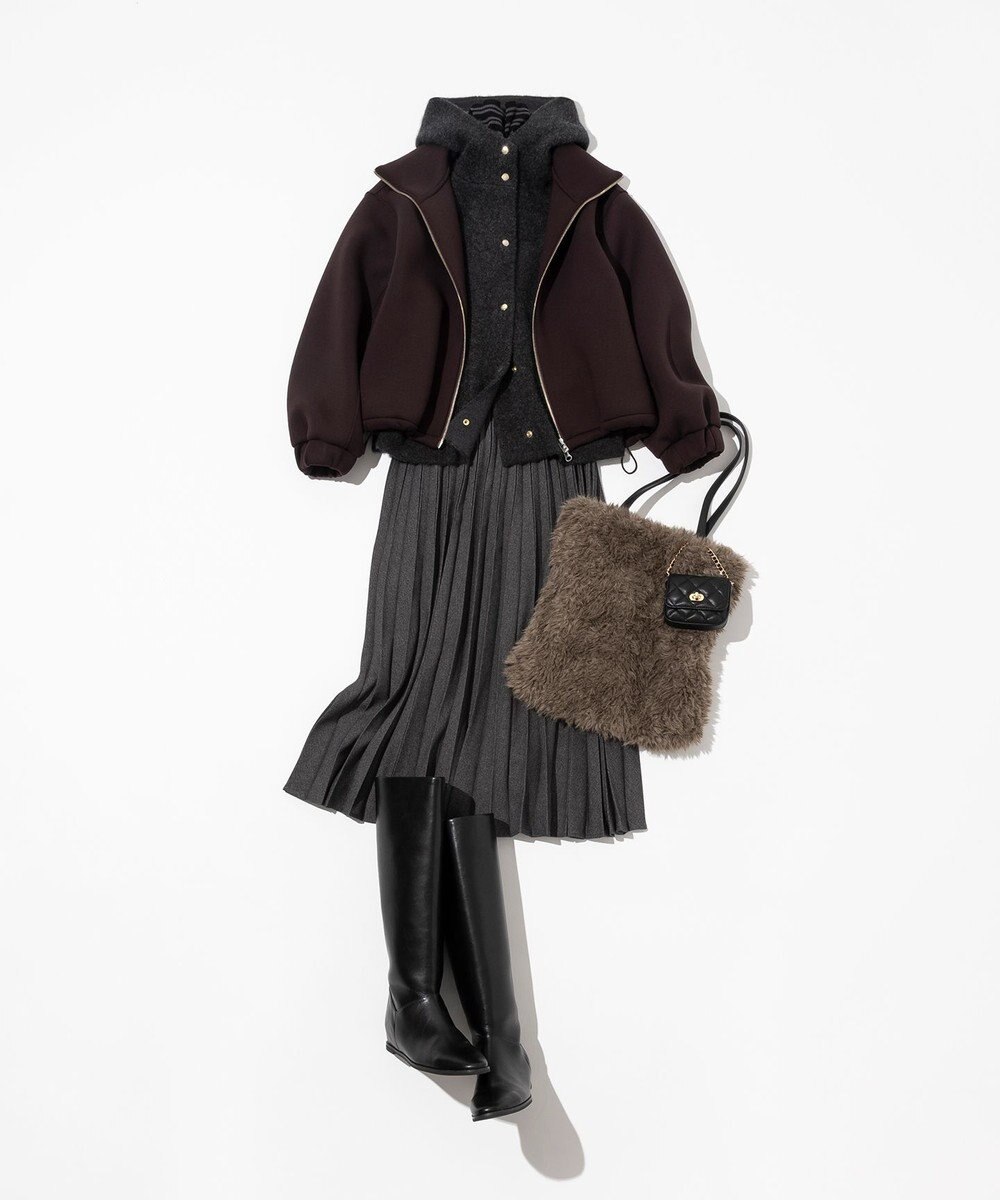 23区 ラクーンブレンドダブルフェイス ニット フーディー 