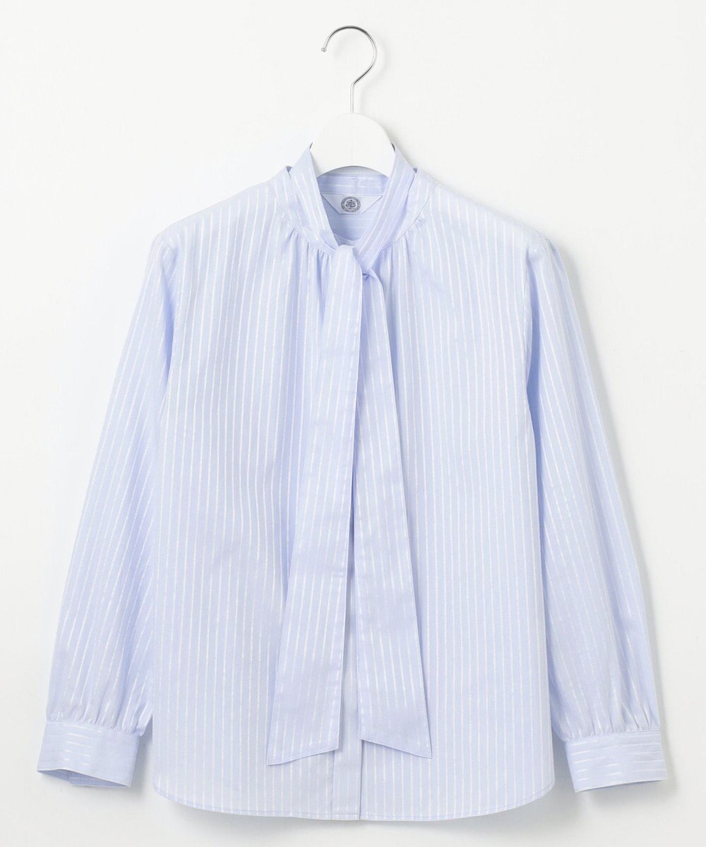 J.PRESS LADIES L 【洗える】RITZ ドビーストライプ ボウタイ ブラウス 