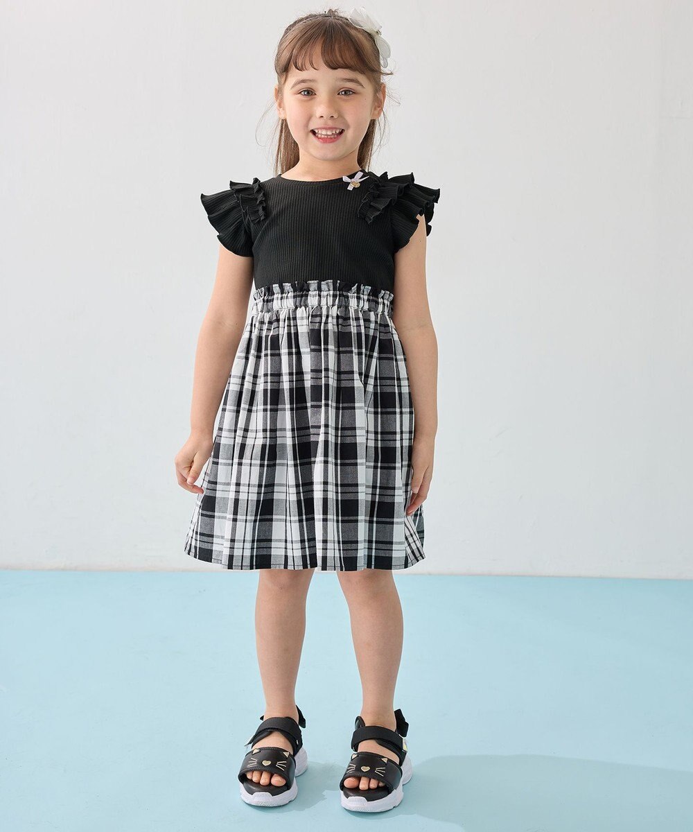 ANY KIDS チェック ドッキングワンピース 