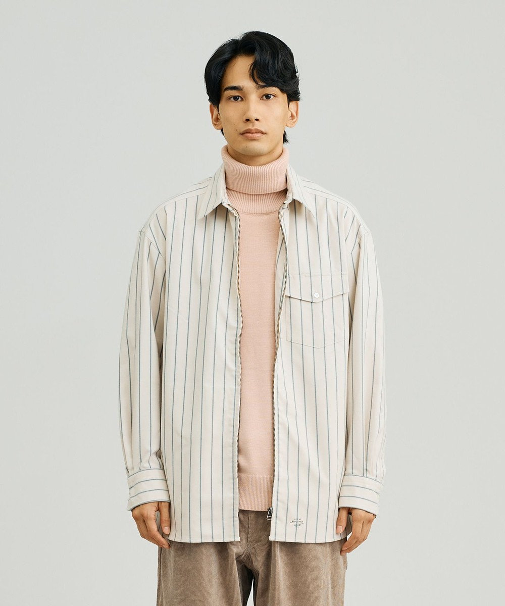 J.PRESS YORK STREET 【UNISEX】フロントジップ シャツ ホワイト系1