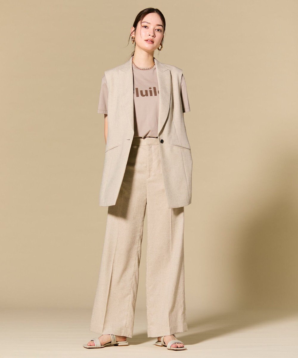 BEIGE， CAROLE / リネンライクフルレングスワイドパンツ 