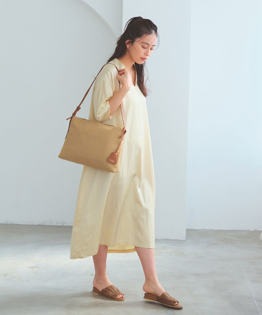 TOPKAPI 【Breath TOPKAPI】レザーコンビ 雑材風 シンプル ショルダーバッグ チャーム付き 