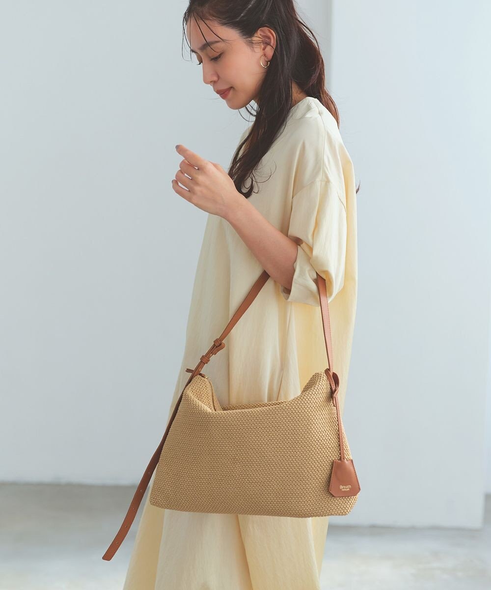 TOPKAPI 【Breath TOPKAPI】レザーコンビ 雑材風 シンプル ショルダーバッグ チャーム付き 