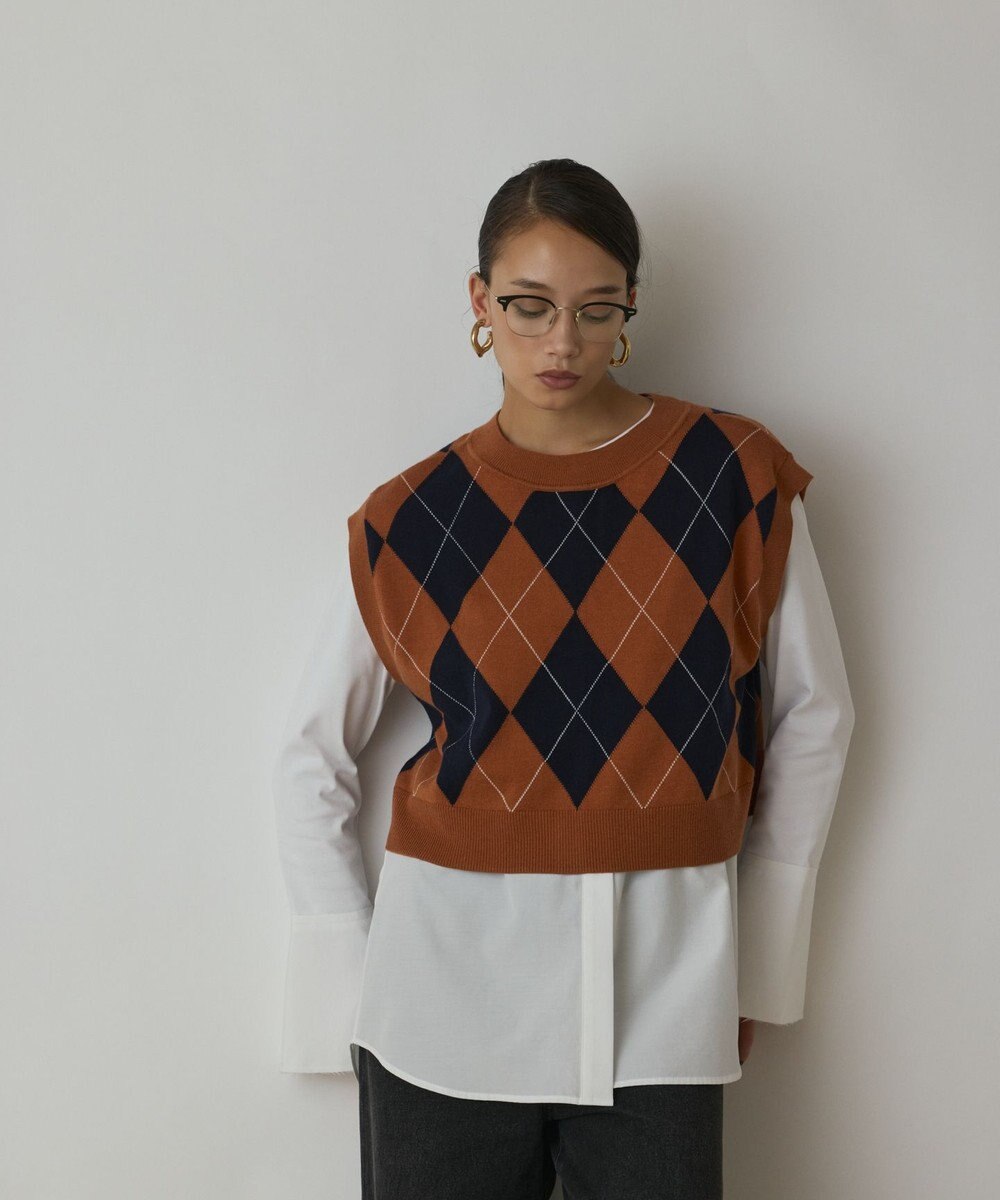 GRACE CONTINENTAL アーガイルニットベスト 