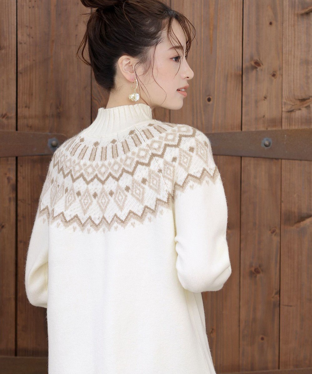 Tiaclasse L 【洗える】ノルディック柄ニットチュニック 