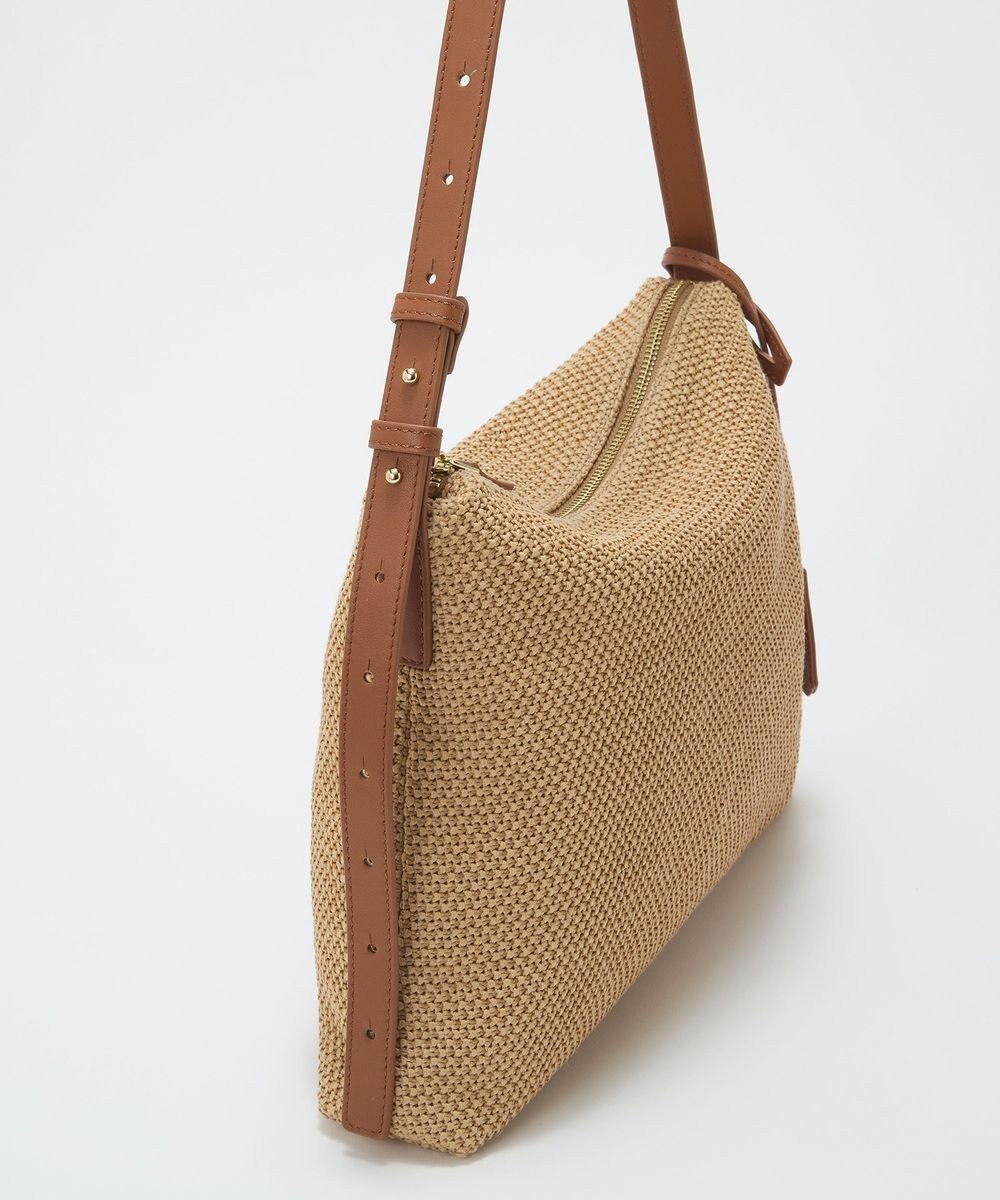 TOPKAPI 【Breath TOPKAPI】レザーコンビ 雑材風 シンプル ショルダーバッグ チャーム付き 