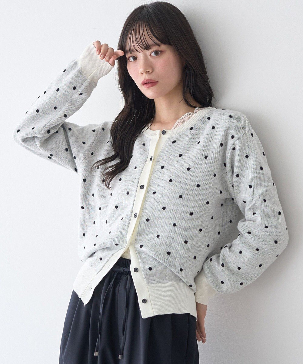 earth music&ecology ドットジャガードカーディガン 