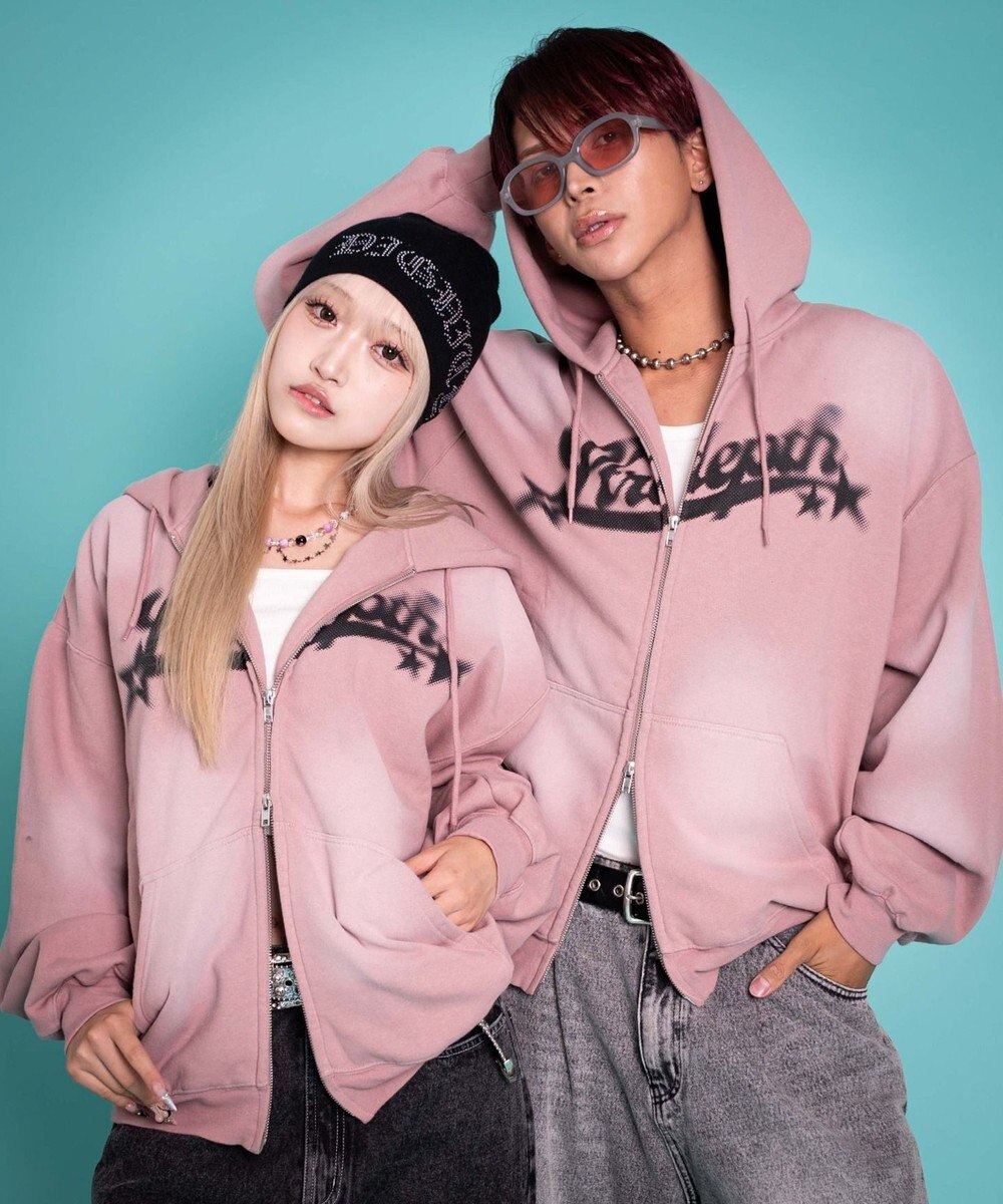 WEGO 【ユニセックス着用ITEM/MLサイズ展開】グラフィックZIPパーカー 