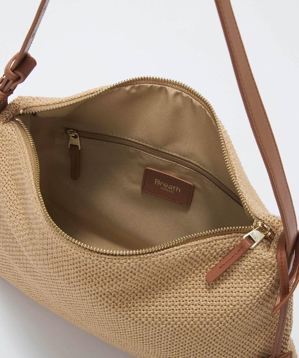 TOPKAPI 【Breath TOPKAPI】レザーコンビ 雑材風 シンプル ショルダーバッグ チャーム付き 