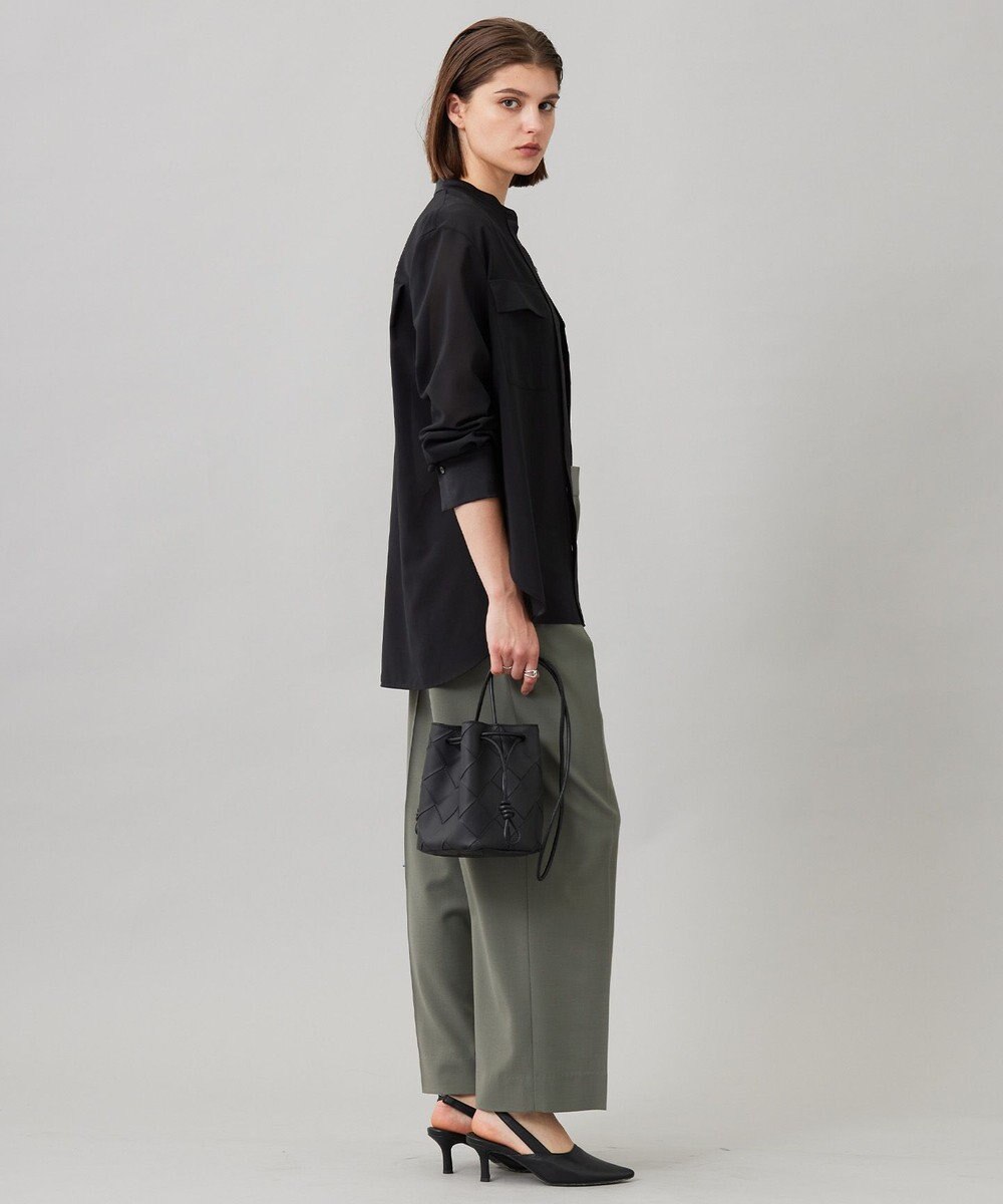 ICB 【洗える】シアーボイル バンドカラーシャツ 