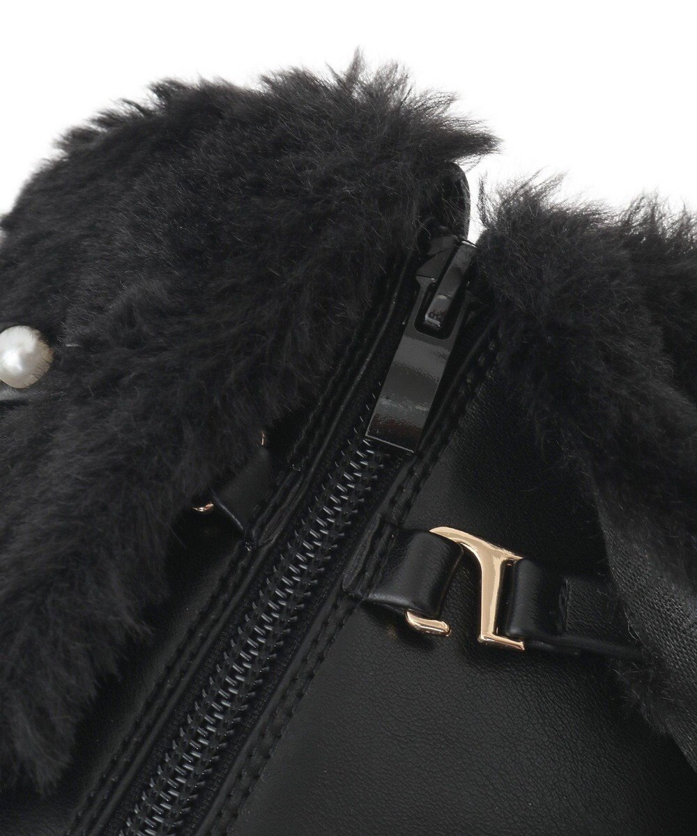 Maison de FLEUR パールリボンファーブーツ 