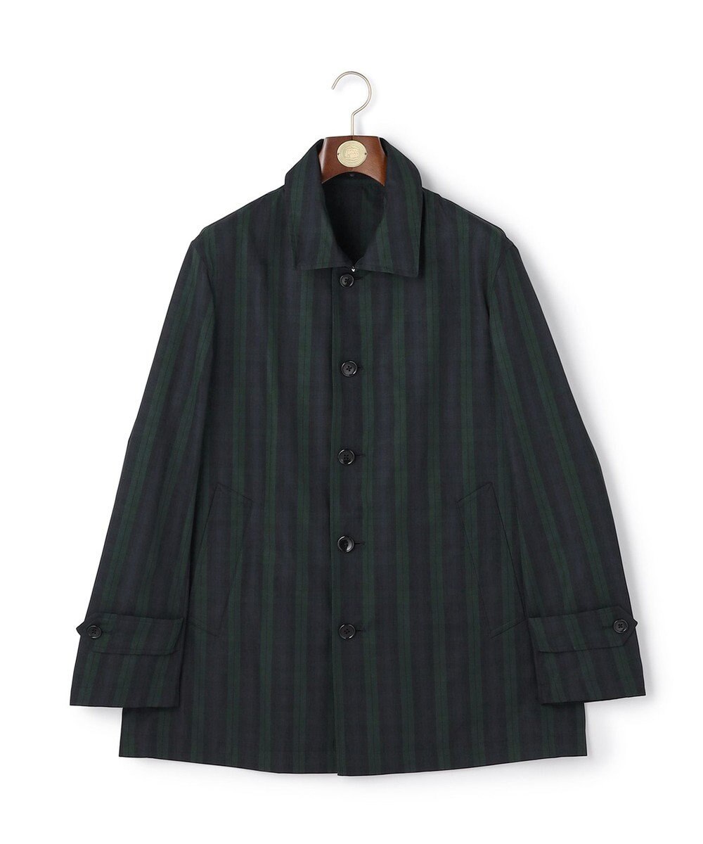 J.PRESS MEN 【オンオフ兼用 / ストレッチ / 撥水 / 洗える】トリコット3レイヤーバルマカンショートコート / フードデタッチャブル 