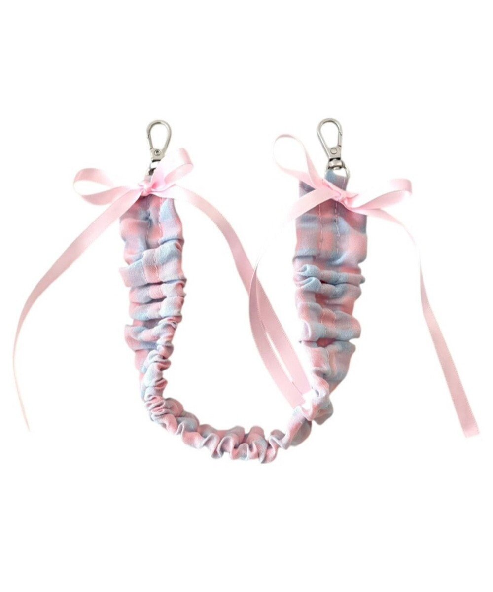 WEGO チェックリボンくしゅくしゅハンドストラップ 