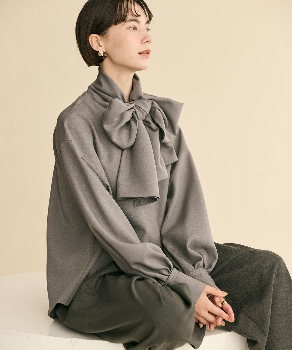 #Newans 【洗濯機可】ビックリボンパウダリーブラウス 