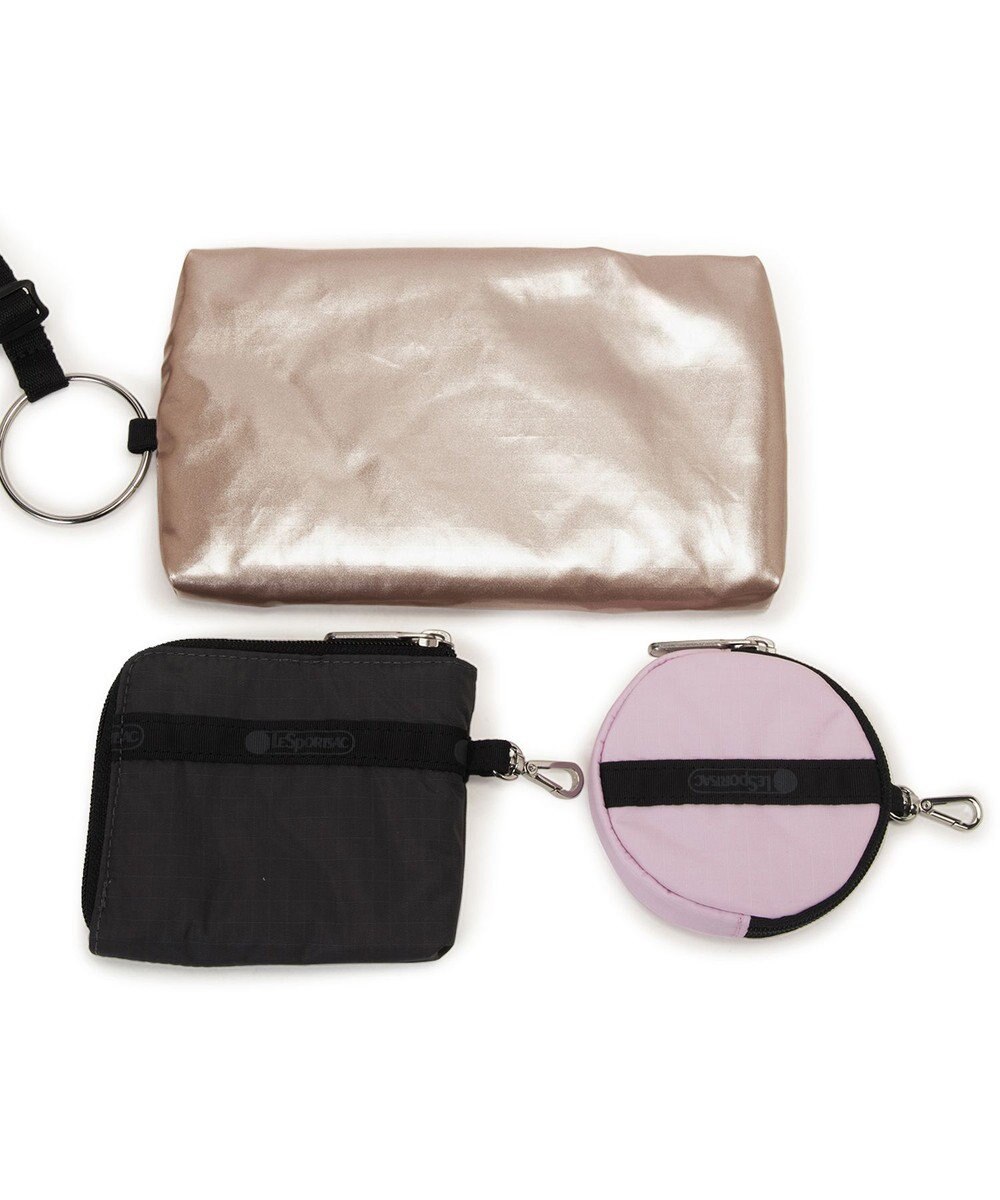 LeSportsac MULTI POUCH WRISTLET/ブラック/ローズゴールドシャイン/ピンク 