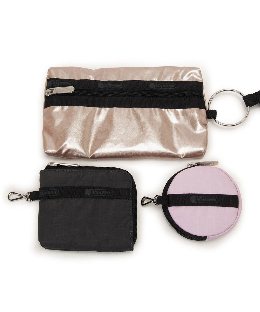 LeSportsac MULTI POUCH WRISTLET/ブラック/ローズゴールドシャイン/ピンク 