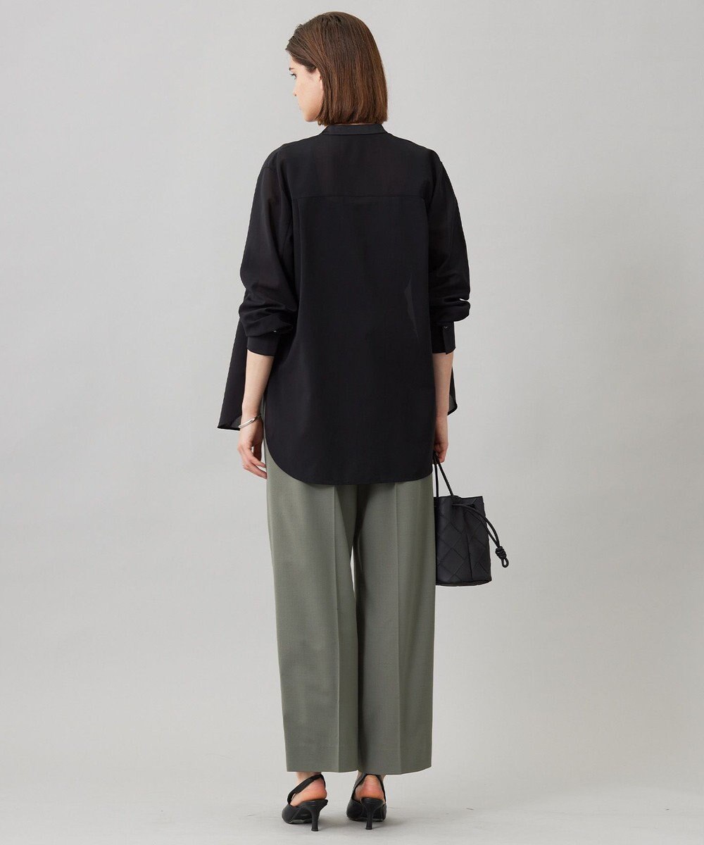 ICB 【洗える】シアーボイル バンドカラーシャツ 