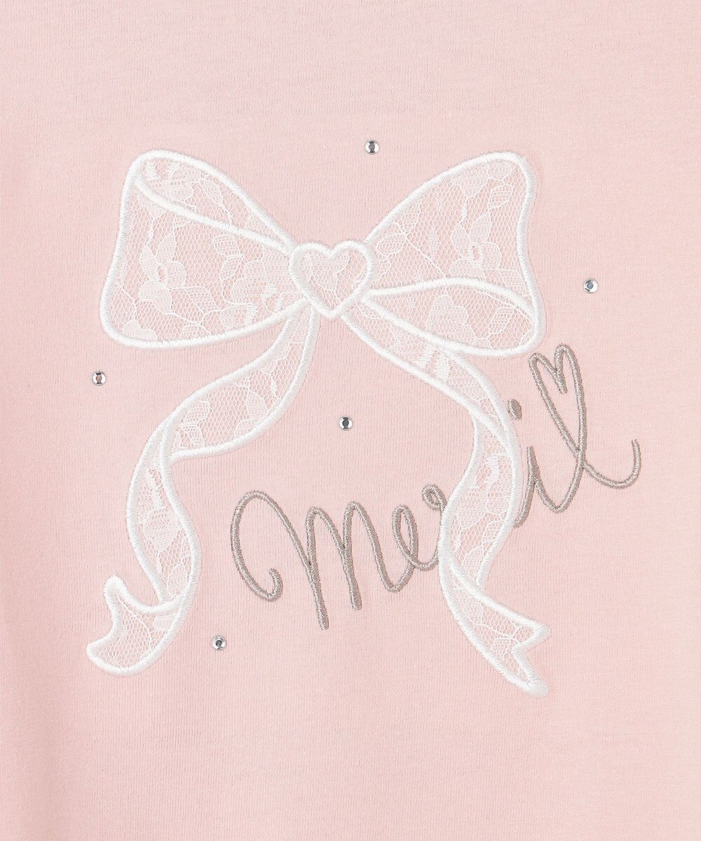 ANY KIDS 肩開きライン入り リボン長袖Tシャツ 
