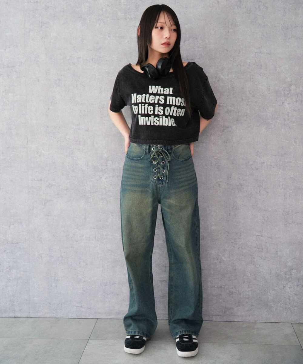 WEGO レースアップデニムパンツ 