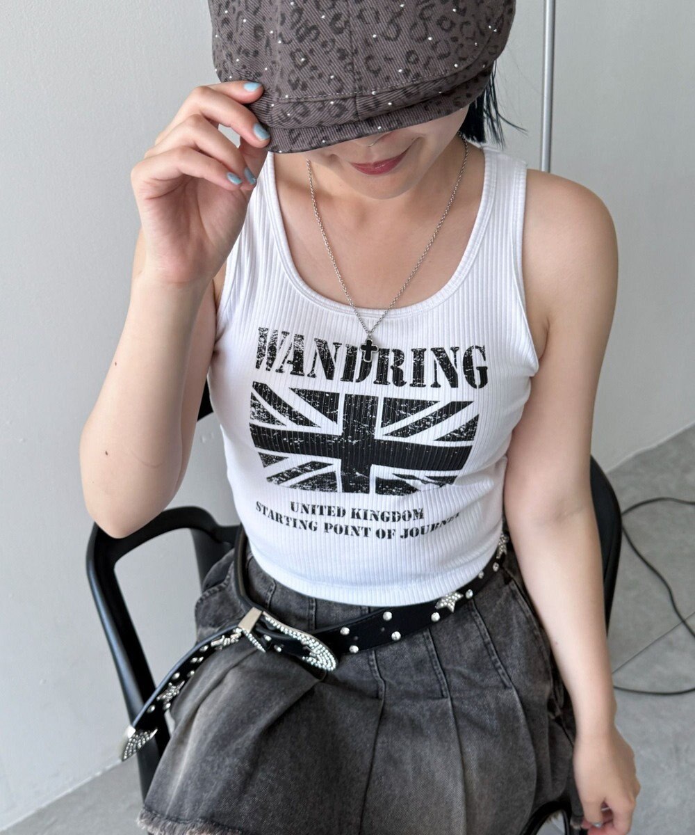 WEGO 【カップ付きインナー】グラフィックカップ付きリブタンク 