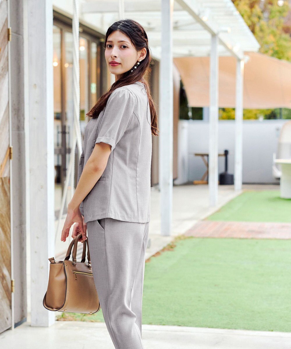 Tiaclasse 【洗える】  麻調半袖ジャケット 