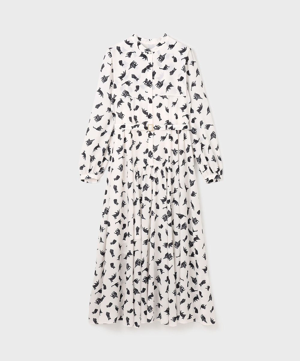 GRACE CONTINENTAL キャットプリントフライヨークワンピース 