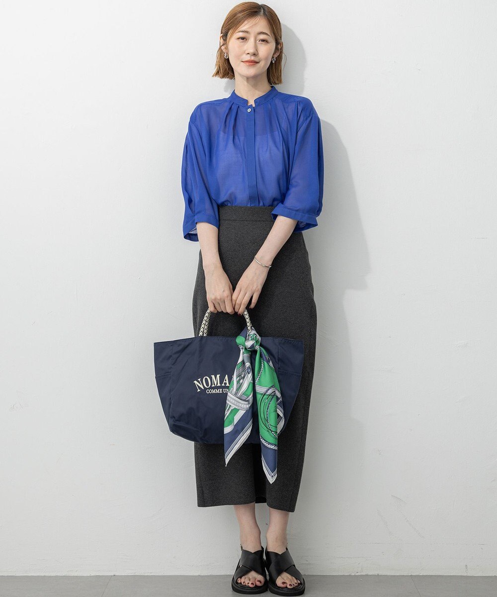 23区 L 【洗える】シアービエラ タックデザイン ブラウス 