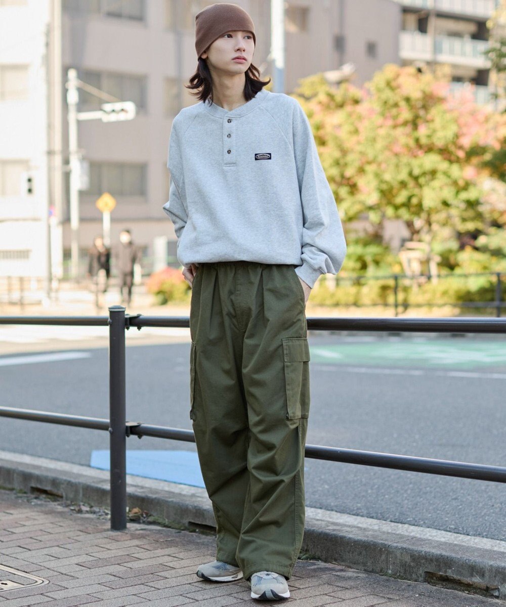 WEGO 【ユニセックス着用ITEM/MLサイズ展開/裏起毛】ショートドロストヘンリーネックプルオーバー 