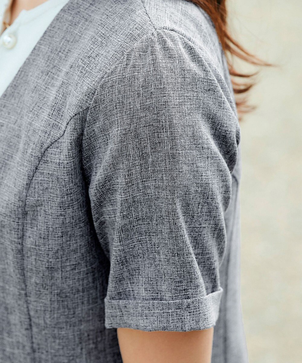 Tiaclasse 【洗える】  麻調半袖ジャケット 