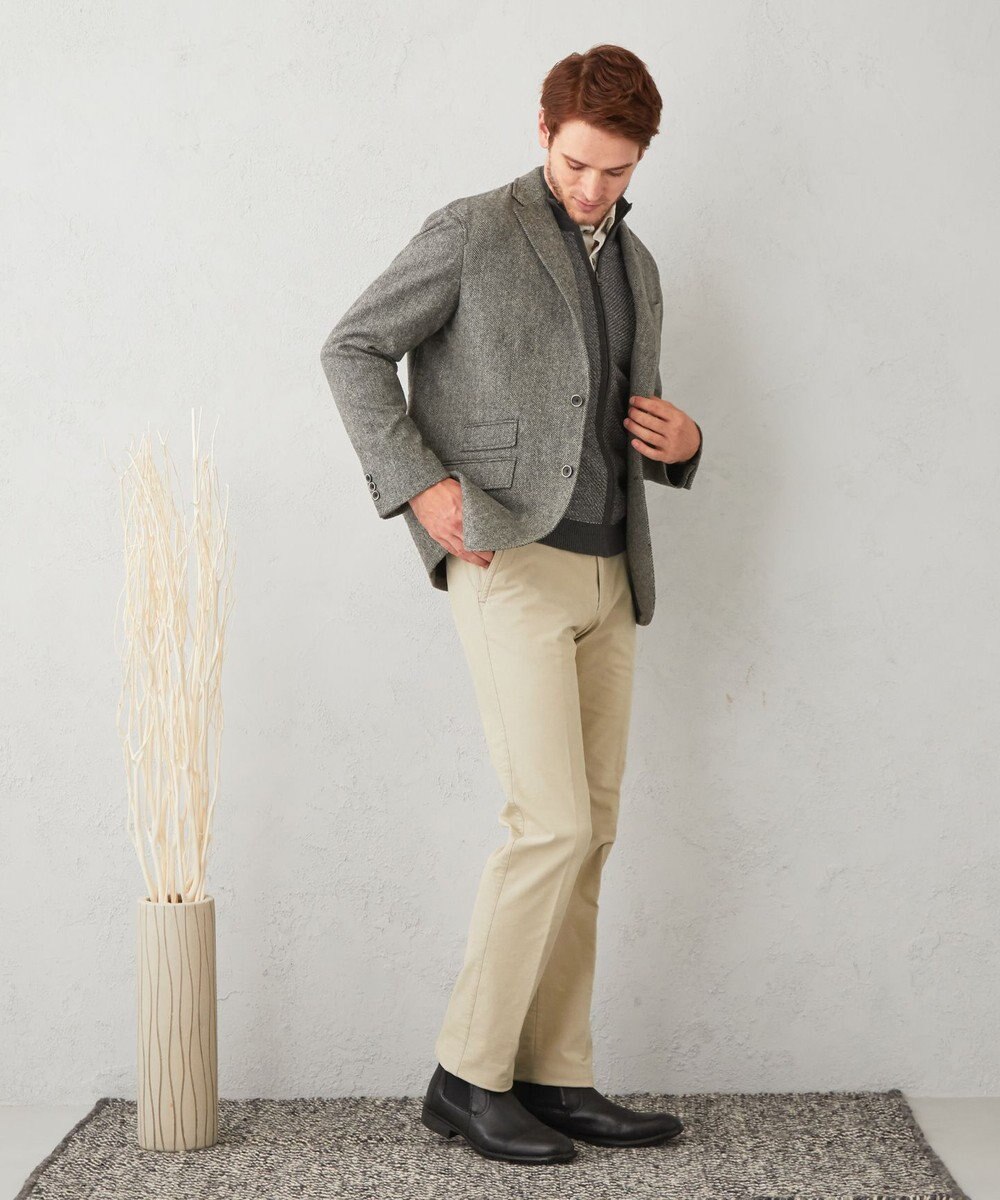 JOSEPH ABBOUD 【裏起毛/ウエスト伸びる】オーガニックコットン2WAYストレッチカルゼ パンツ 