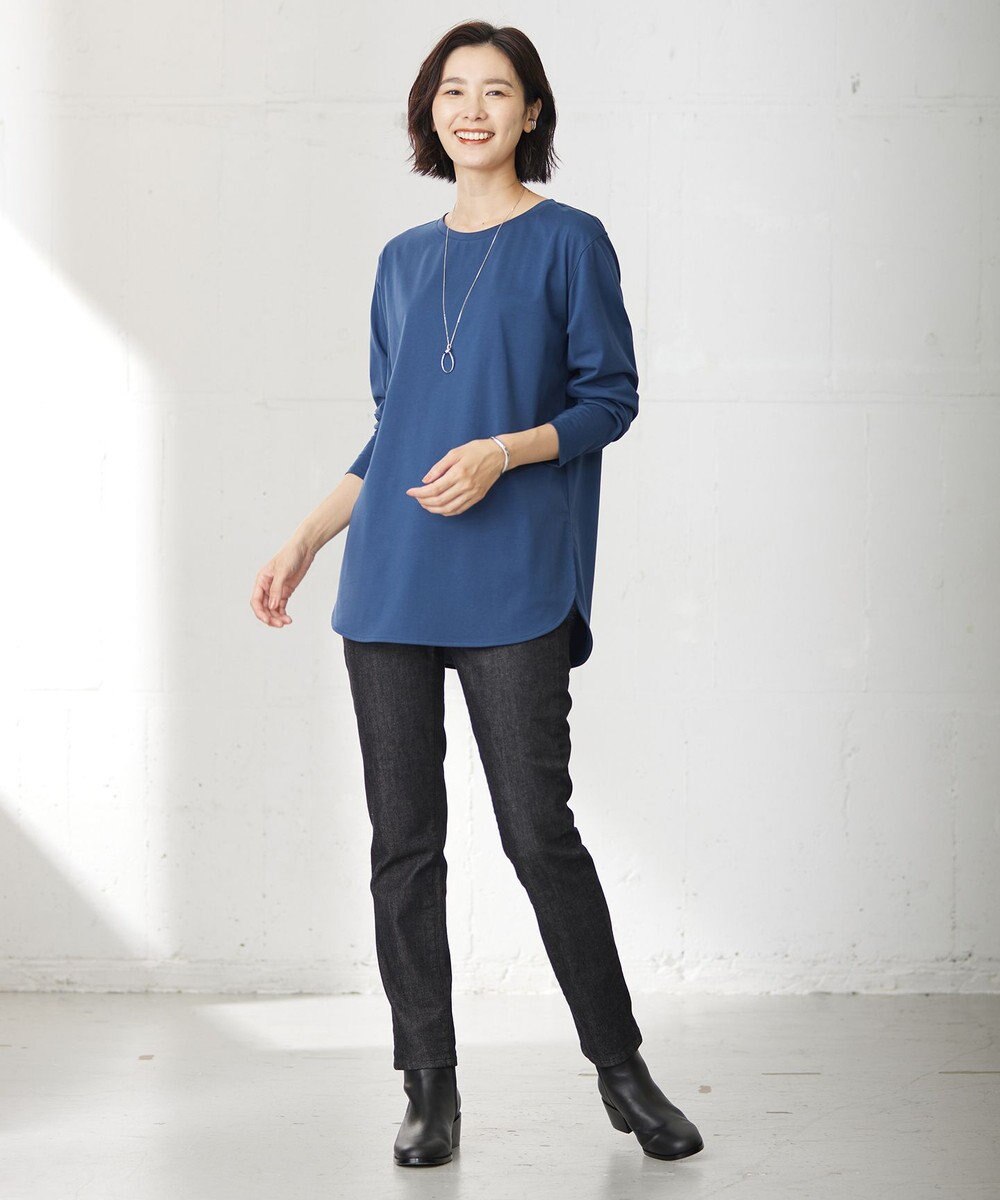 J.PRESS LADIES 【吸水速乾】プレーティングジャージー シャツテール カットソー 