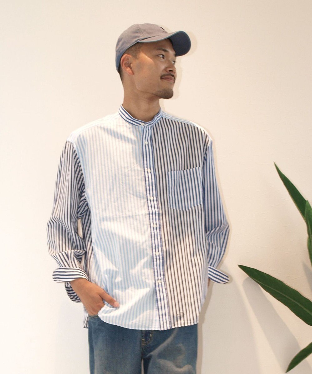 J.PRESS YORK STREET 【UNISEX】クレイジーパターン バンドカラーシャツ 