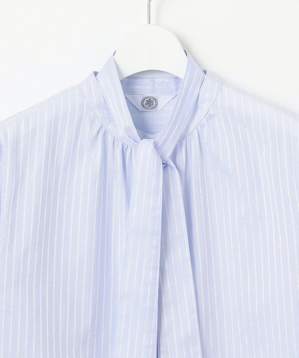 J.PRESS LADIES L 【洗える】RITZ ドビーストライプ ボウタイ ブラウス 