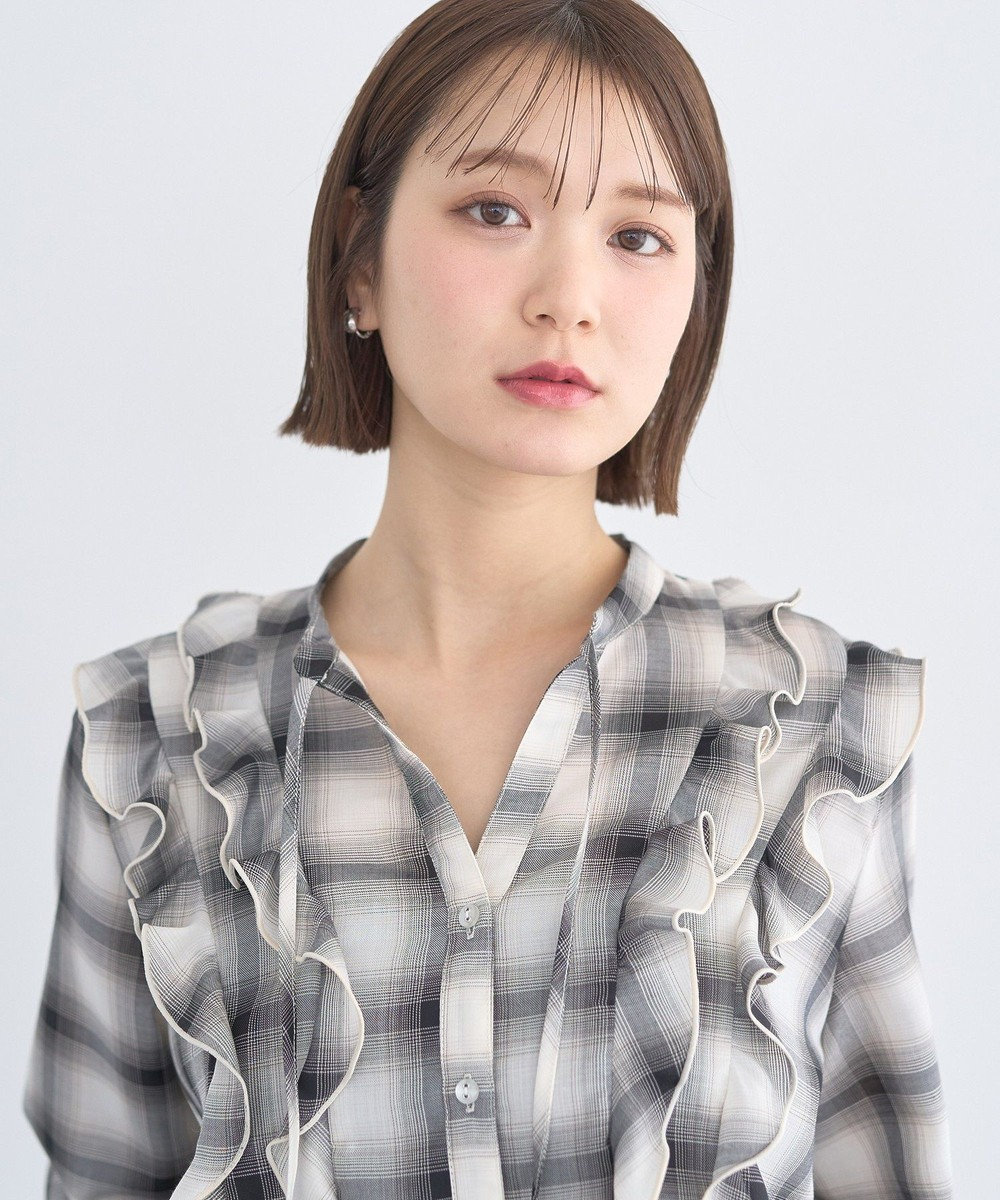 earth music&ecology フリルリボンブラウス 