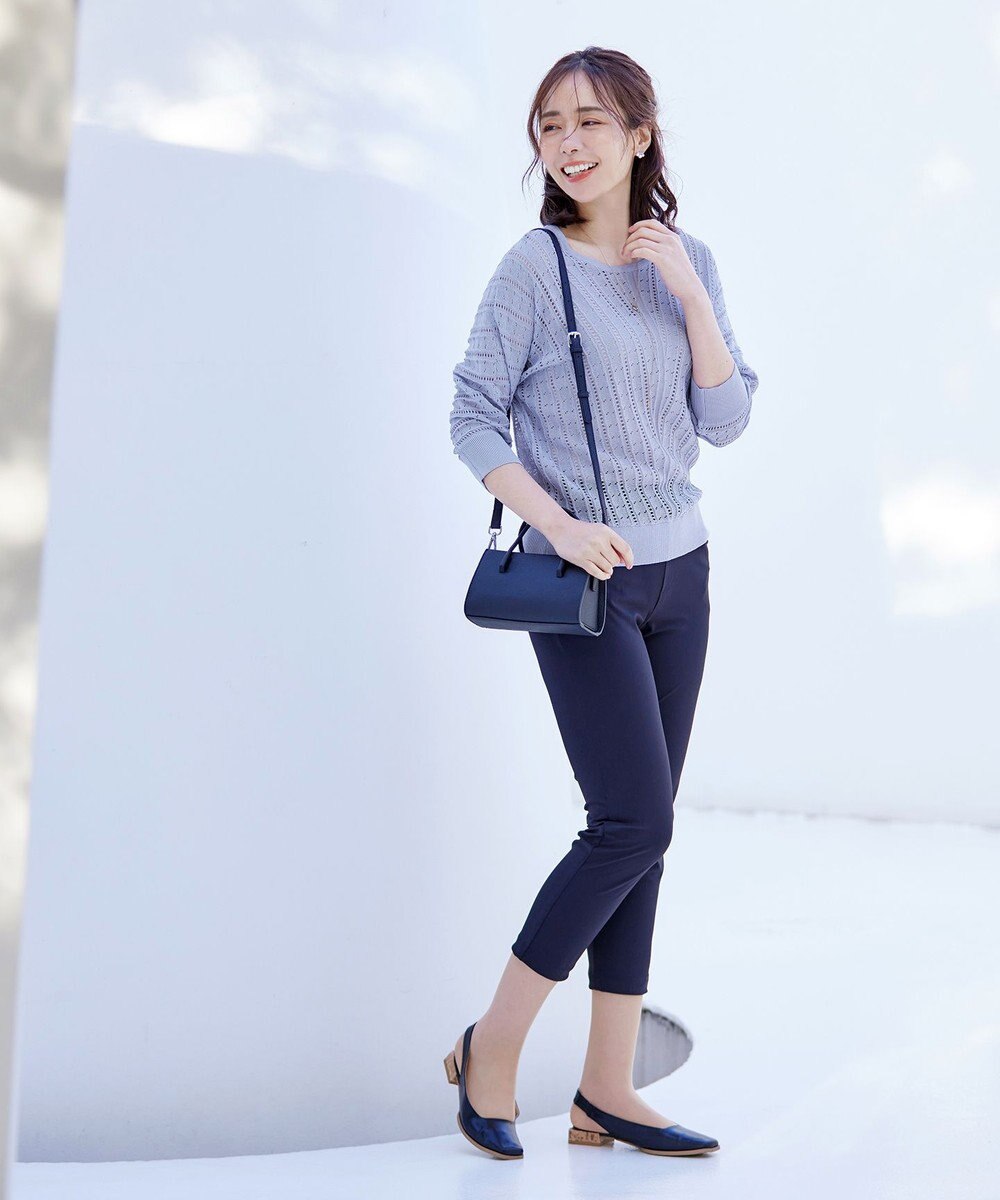 Tiaclasse 【洗える】透かし編みドルマンニットトップス 