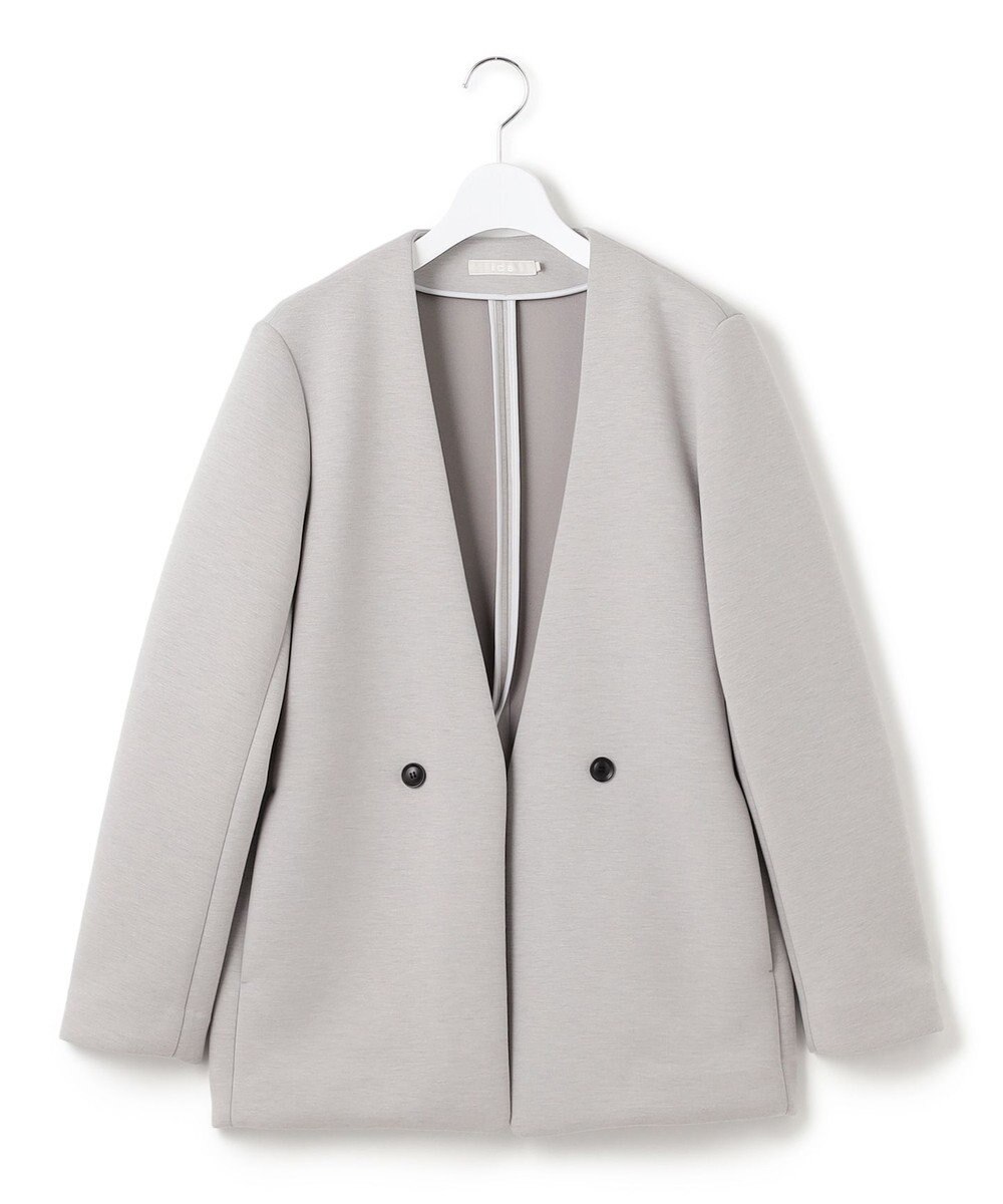 ICB L 【洗える】コンパクトWフェイス ノーカラージャケット 