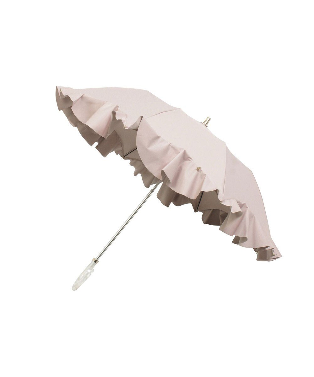 MOONBAT 【1級遮光/遮熱/UV】LANVIN en Bleu (ランバン オン ブルー)晴雨兼用日傘 ラッフルフリル 無地 チャーム付き 折りたたみ傘 楽折 