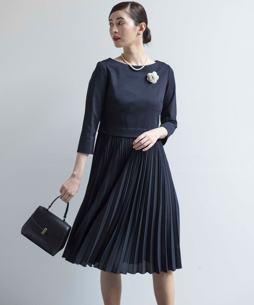 組曲 L 【KUMIKYOKU NAVY】ジャージーコンビプリーツ ワンピース 