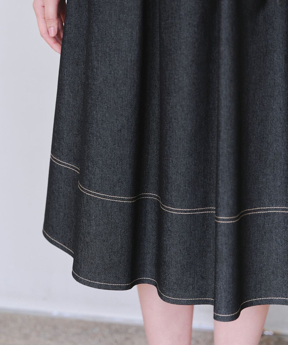 Tiaclasse 【洗える】デニムタックフレアスカート 