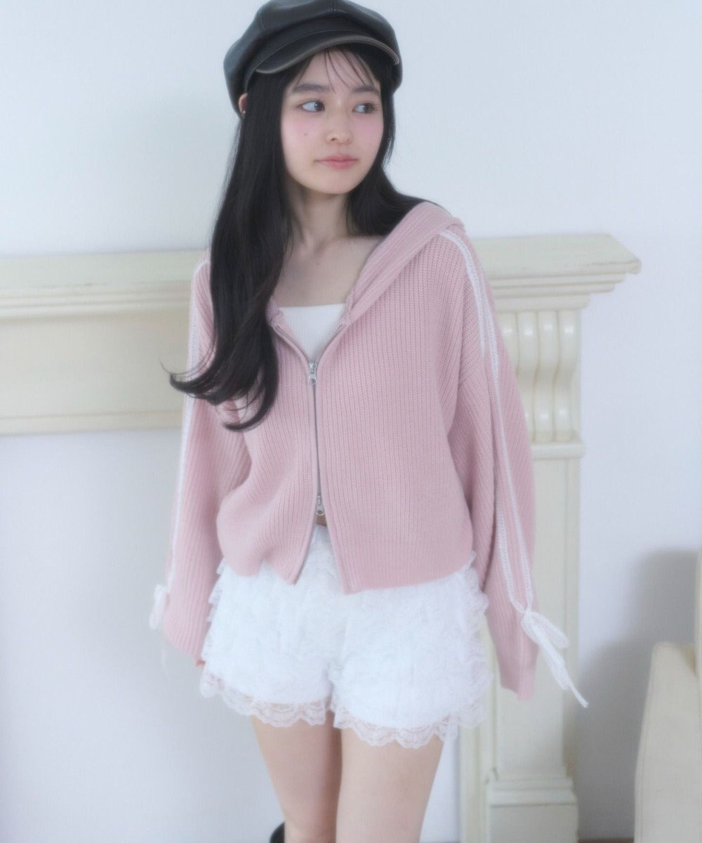 WEGO レースリボンニットパーカー 