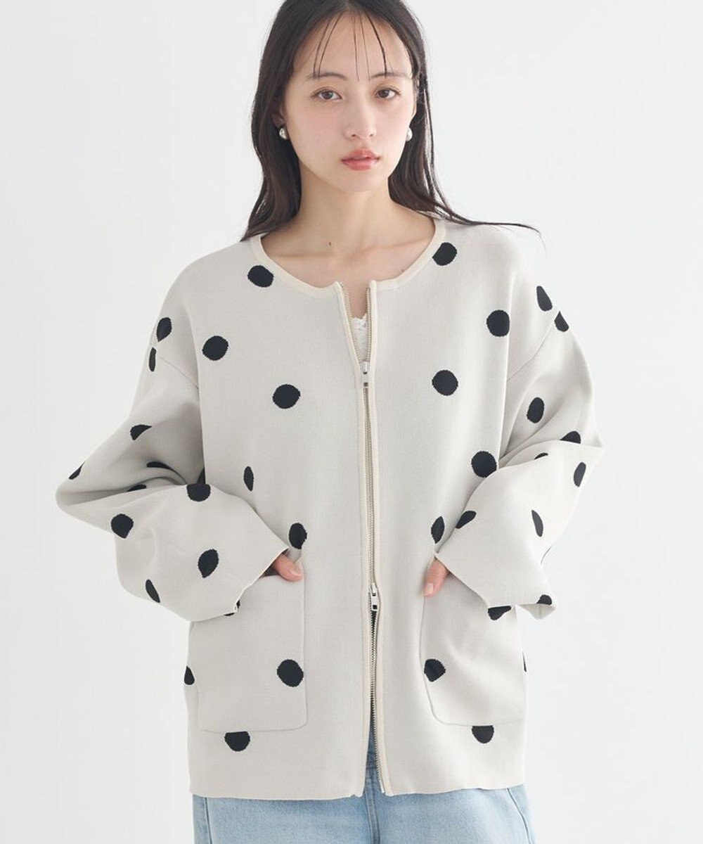 earth music&ecology 【予約】ダブルジップドットカーディガン 