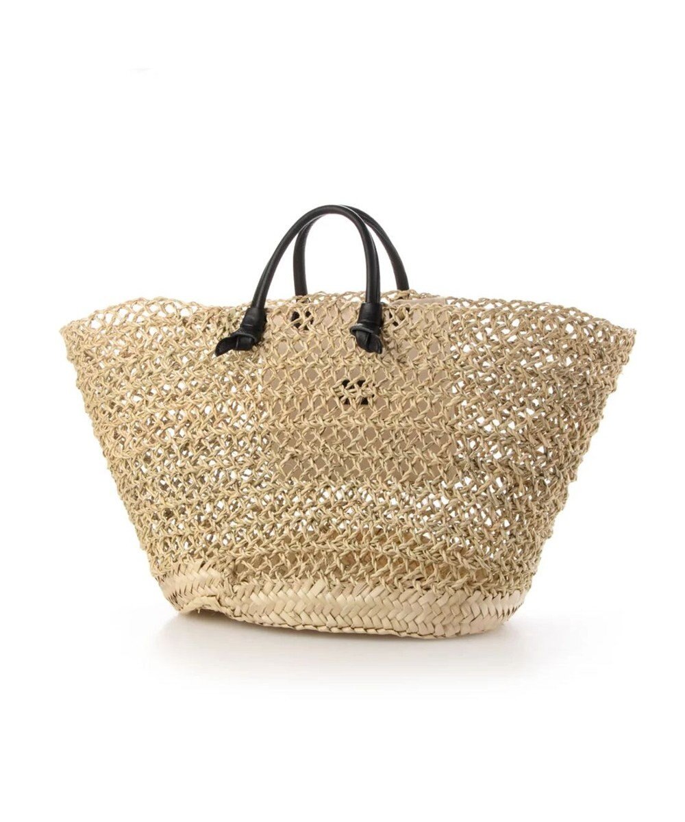 UNBILLION perche モロッコ椰子透かし編み×姫路レザー結びハンドルカゴバッグ 