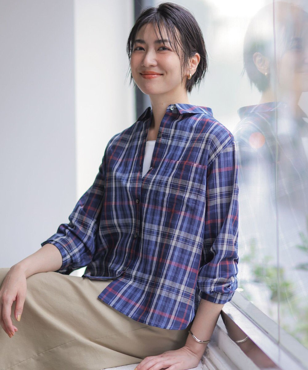 J.PRESS LADIES S コットンリネン Light マドラスチェック シャツ 
