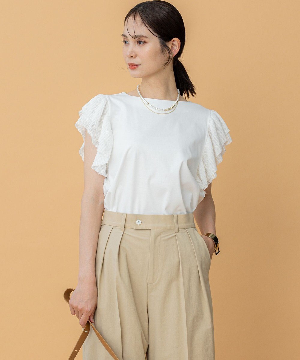 組曲 プリーツコンビフレンチスリーブ カットソー 