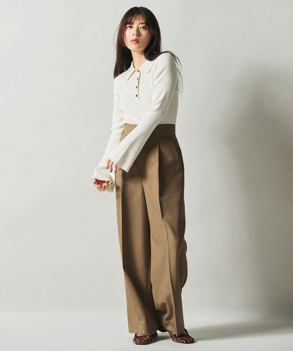 uncrave 【洗濯機洗い可】リブ フレアスリーブポロニット（uncrave STANDARD） 