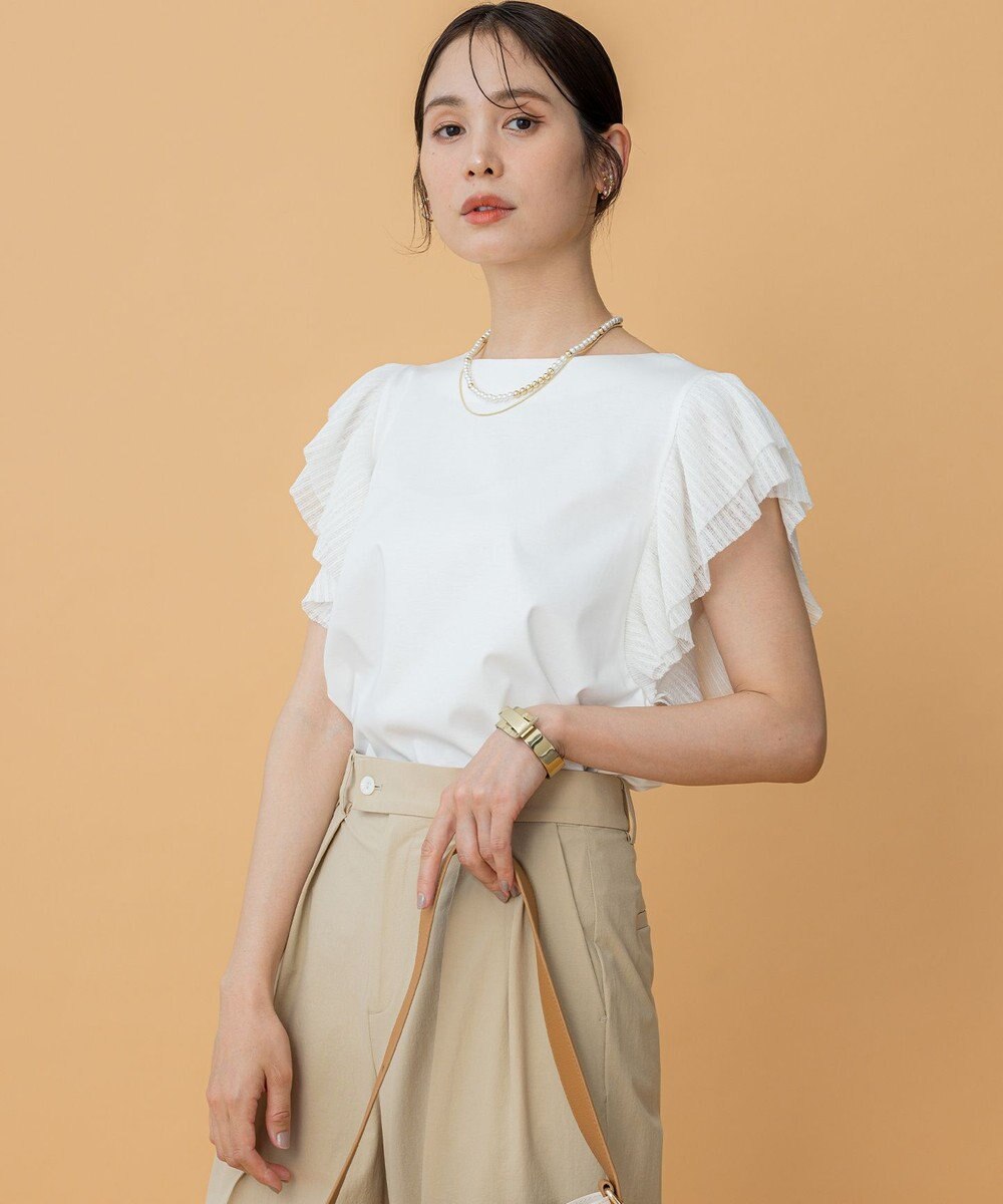 組曲 プリーツコンビフレンチスリーブ カットソー 
